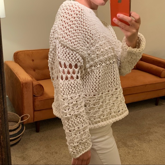 Zara NWT Textured Knit Sweater Cream Ecru White Chunky Small - Picture 8 of 11